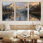 Drip Style Forest Lake Gold Art, Abstract Expressionist, Framed and Ready to Hang