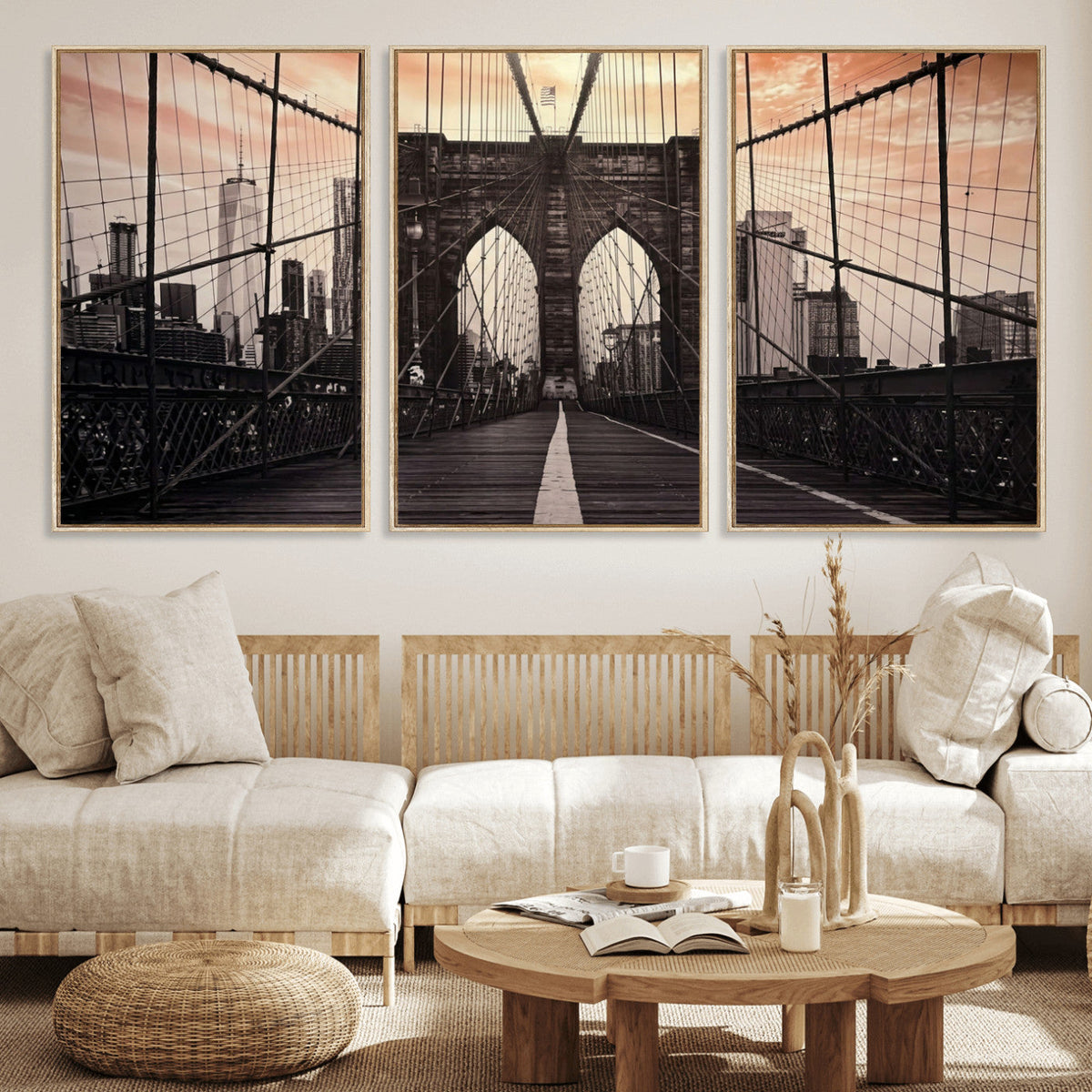 Brooklyn Bridge Canvas Wall Art, New York City Skyline Photography