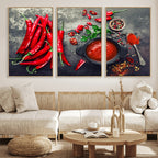 Red Chili Peppers Wall Art Kitchen Artwork Canvas Print
