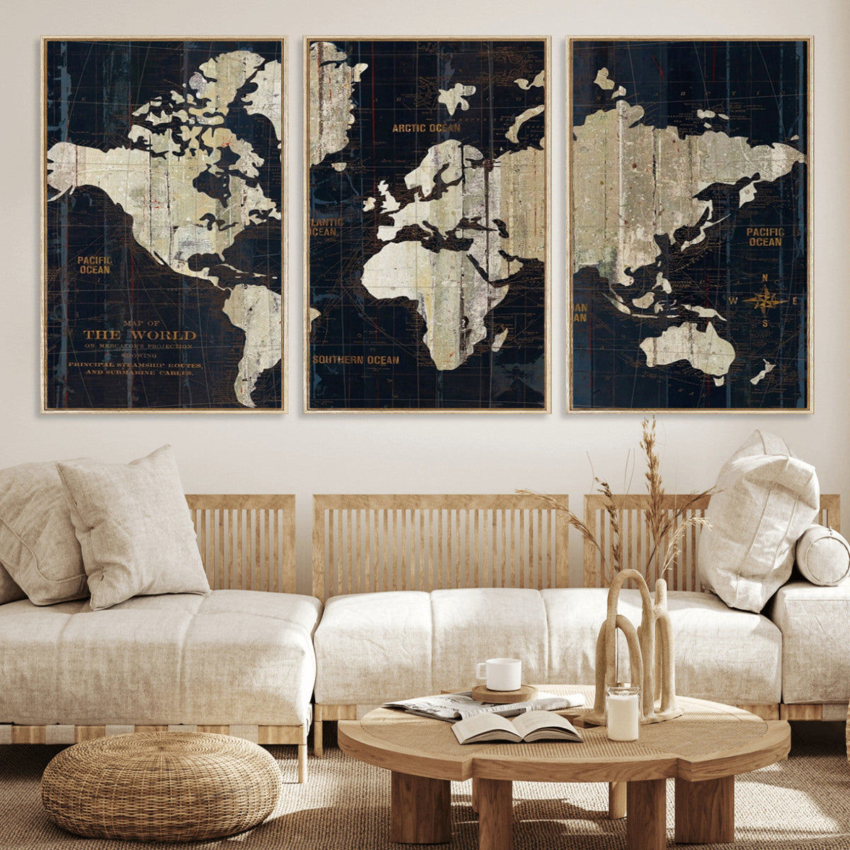 Antique Old World Map Wall Art Canvas Print