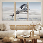 Prancing Horse Desert Large Wall Art Canvas Print, Majestic Horse Animal Artwork