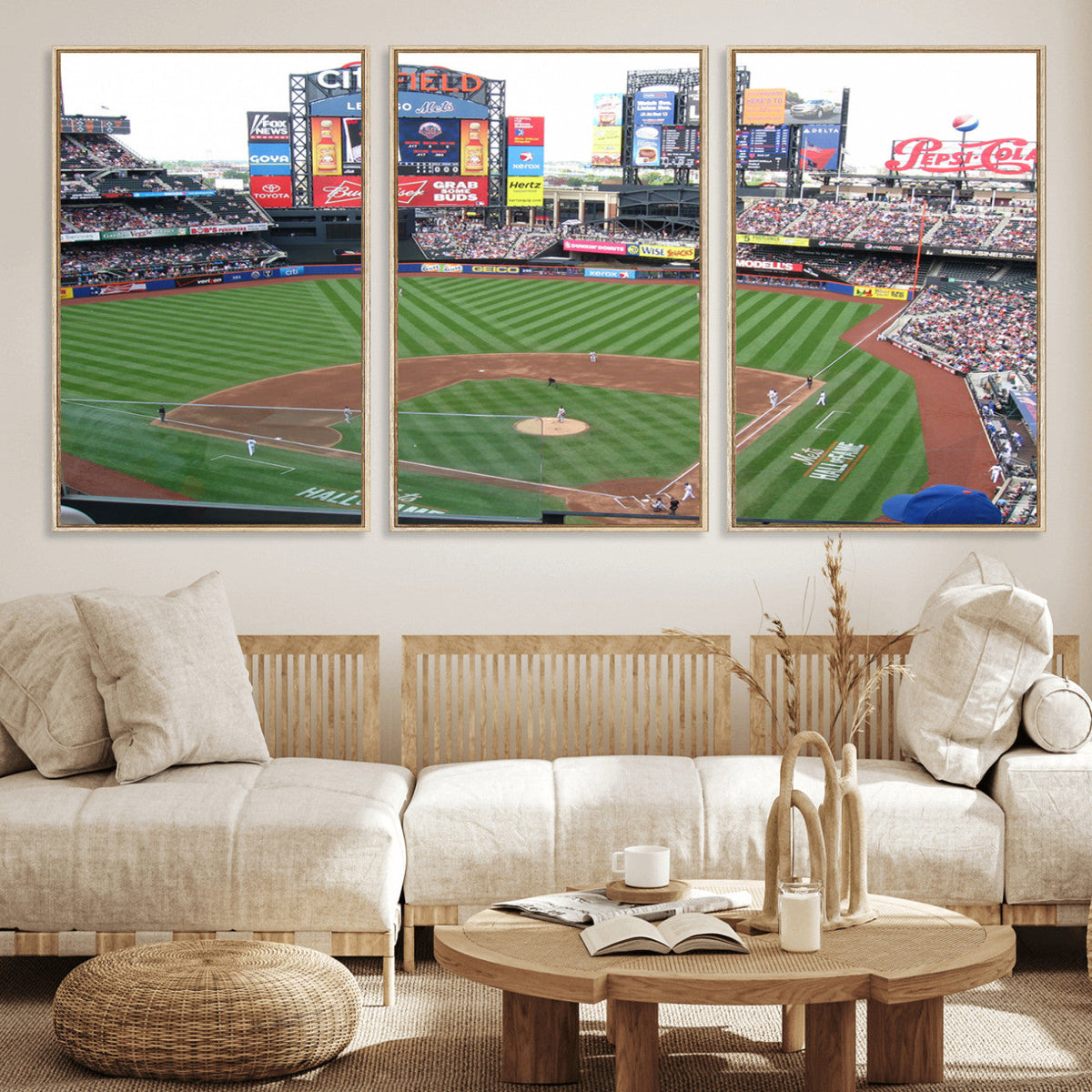 New York Mets Baseball Team Print, Citi Field Baseball Stadium Wall Art