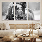 Black and White Horse Winter Wall Art, Ready to Hang
