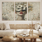 Abstract Floral Women Pastel Wall Art Canvas Print