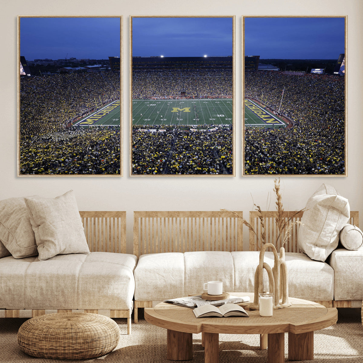 University of Michigan Wolverines Football Team Print, Ann Arbor, Home Bar Wall Decor