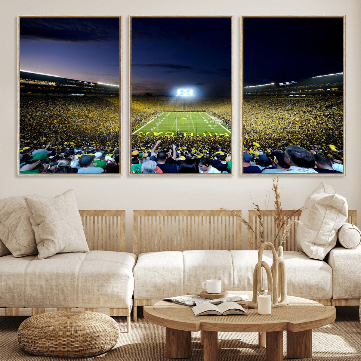 University of Michigan Wolverines Football Team Print, Ann Arbor, Extra Large Game Room Wall Decor