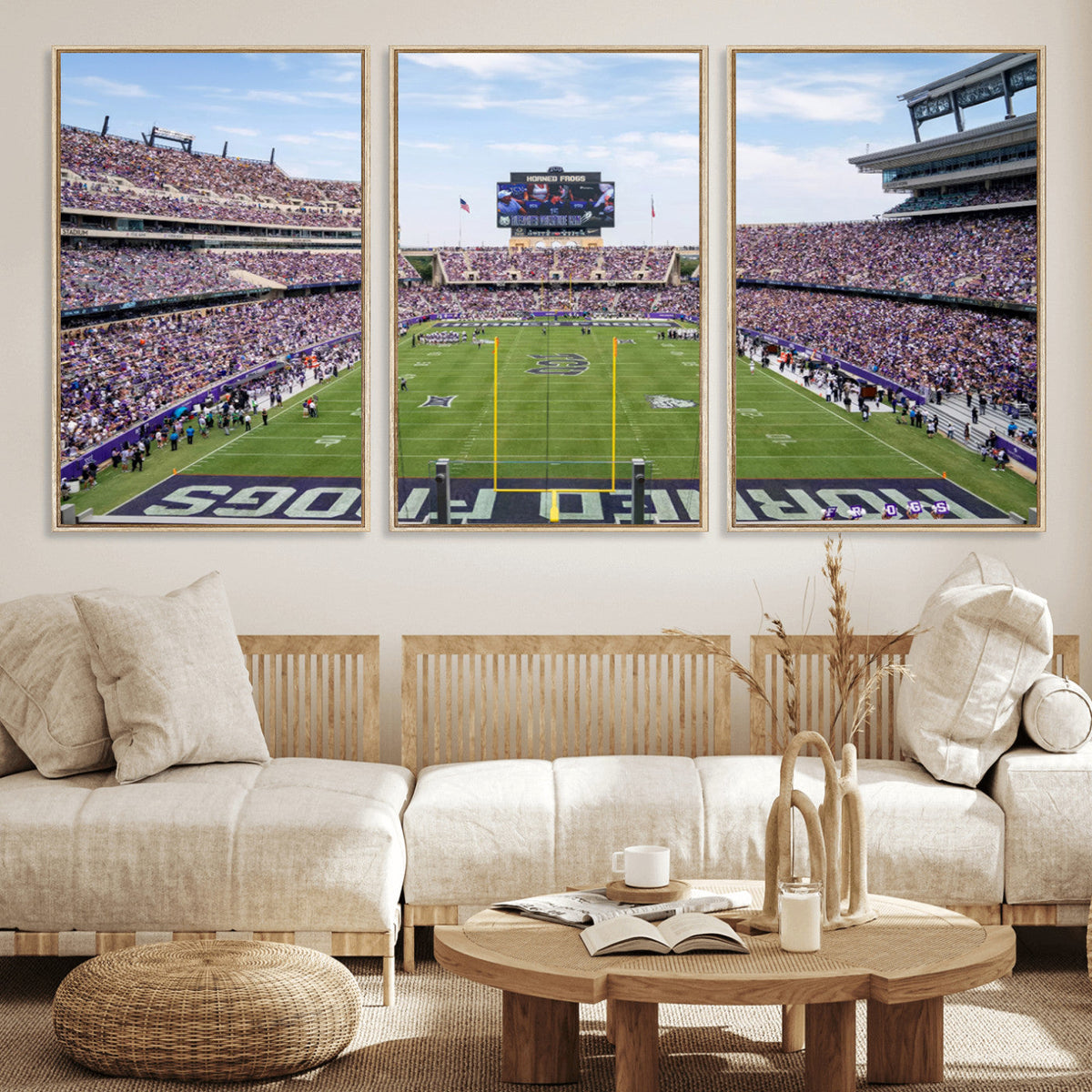 TCU Horned Frogs Football Team Print, Fort Worth Amon G. Carter Stadium, Framed and Ready to Hang