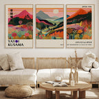 Yayoi 1986 Wall Art Print, Vibrant Wabi Sabi Japanese Abstract Design