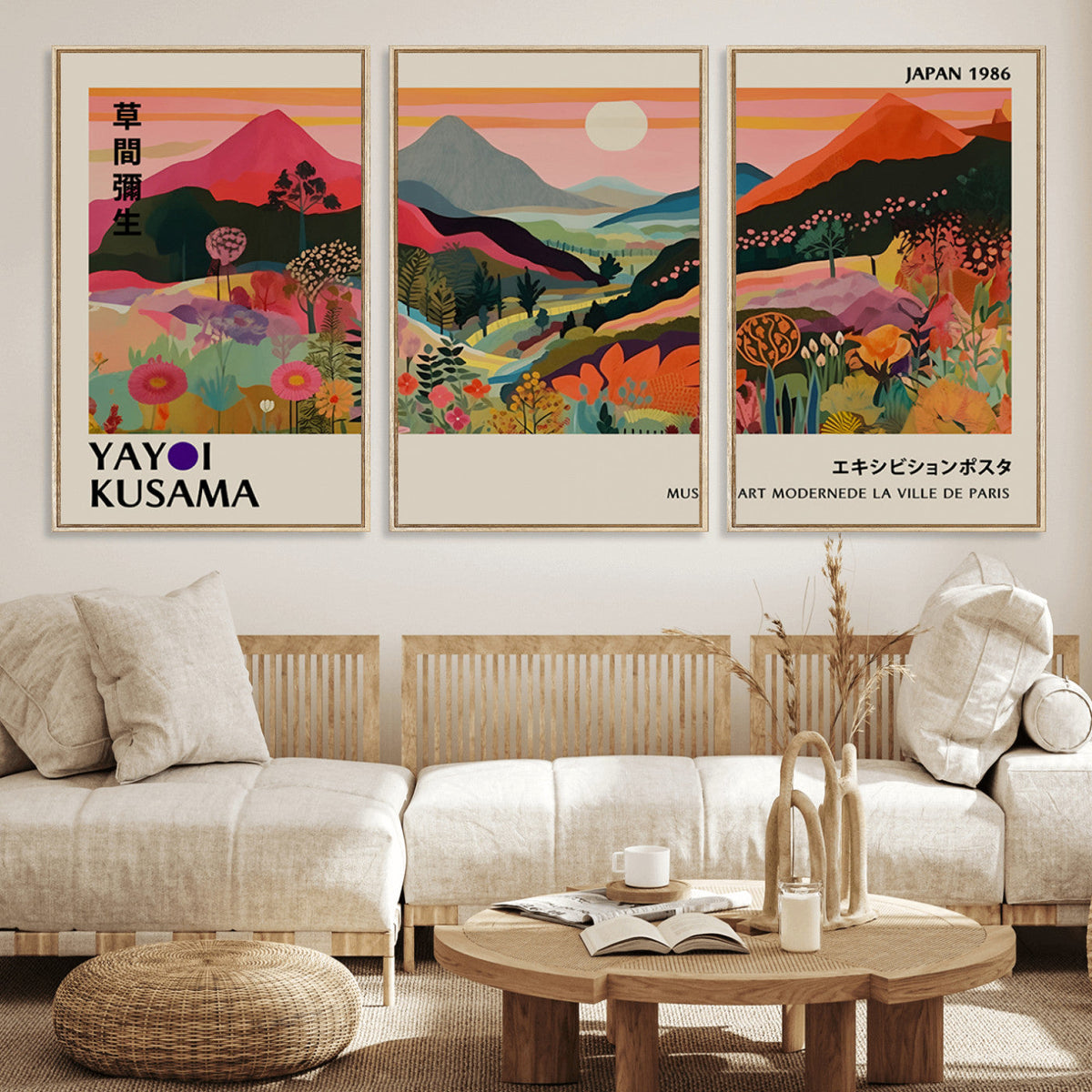 Yayoi 1986 Wall Art Print, Vibrant Wabi Sabi Japanese Abstract Design