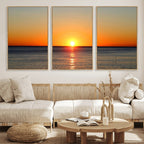 Golden Horizon Sunset Over Ocean Wall Art Canvas Print | Tropical Beach Canvas