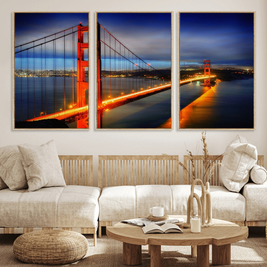 Large Wall Art San Francisco Canvas Print - Wonderful Golden Gate Bridge at Twilight