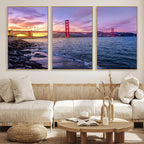 Golden Gate Bridge Wall Art Canvas Print, Framed San Francisco Sunset Landmark