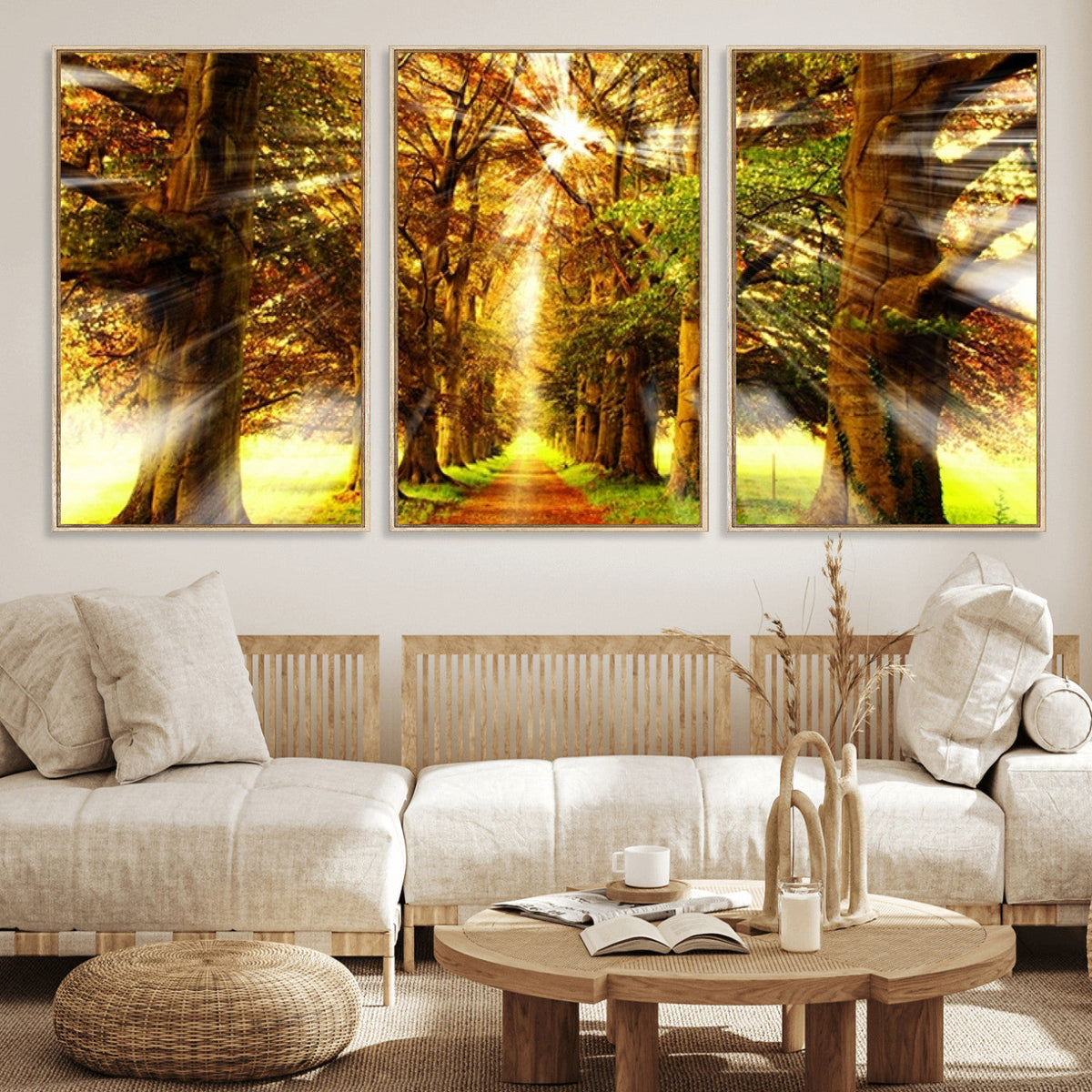 Sunshine in Forest and Trees Wall Art Canvas Print