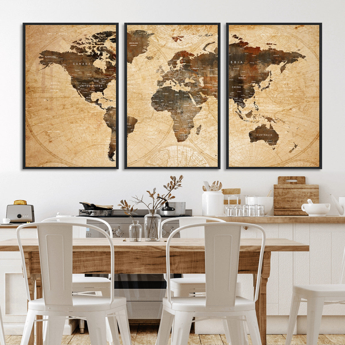 Push Pin World Map Canvas Print | Framed Travel Tracker Wall Art