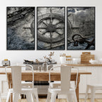 Ship Steering Wheel Vintage Wall Art Canvas Print