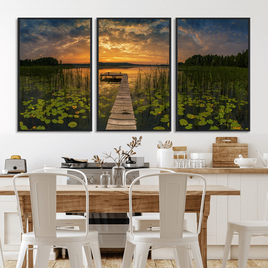 Lake and Flower Wall Art Canvas Print
