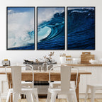 Ocean Wave at Sunset Canvas Art, Large Wall Print of Vibrant Water Waves