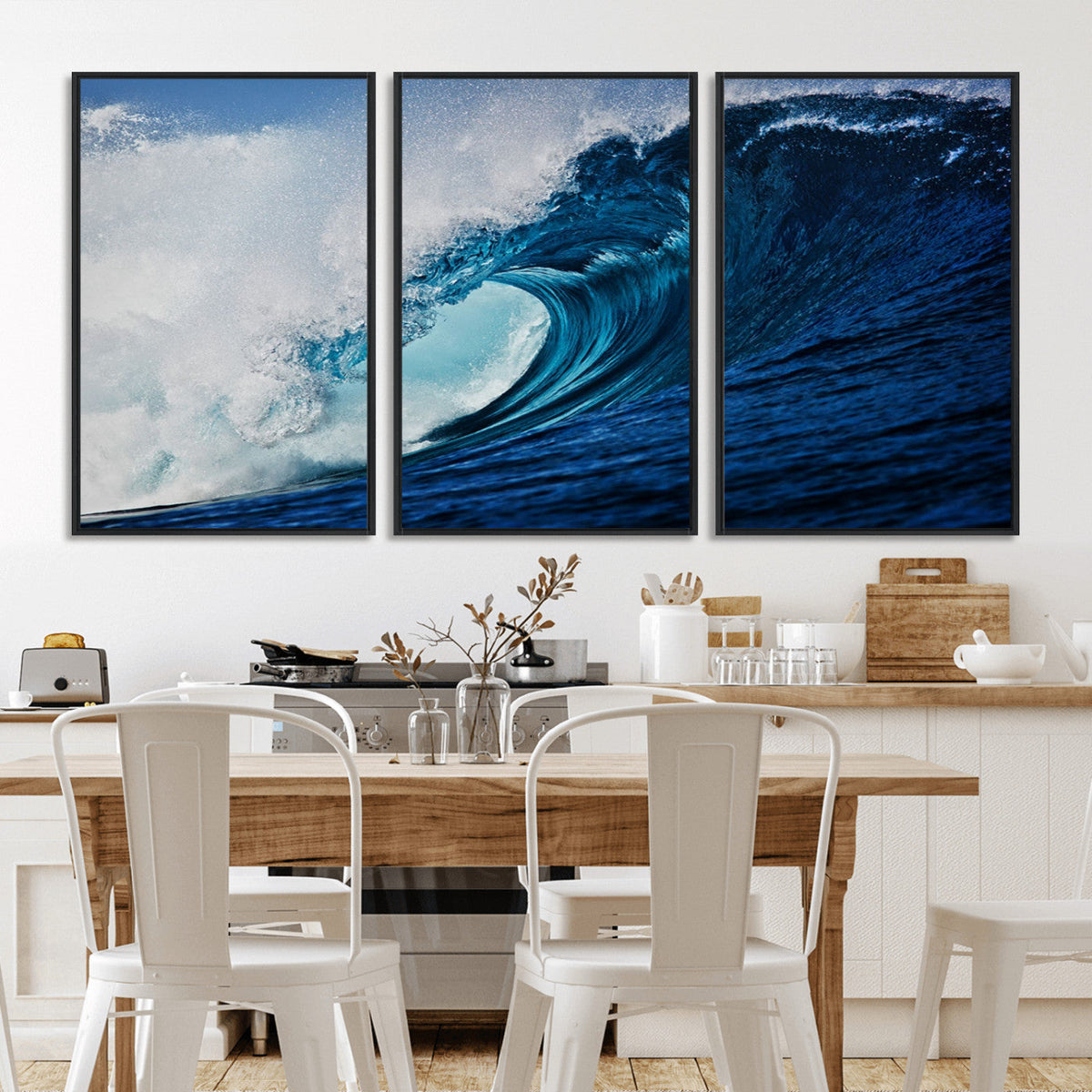 Ocean Wave at Sunset Canvas Art, Large Wall Print of Vibrant Water Waves