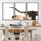 Texas Longhorn Wall Art Canvas Print, 3-Panel
