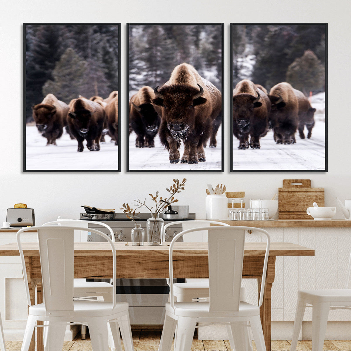 Bison Wall Art Canvas Print, Bison Herd Canvas Wall Art