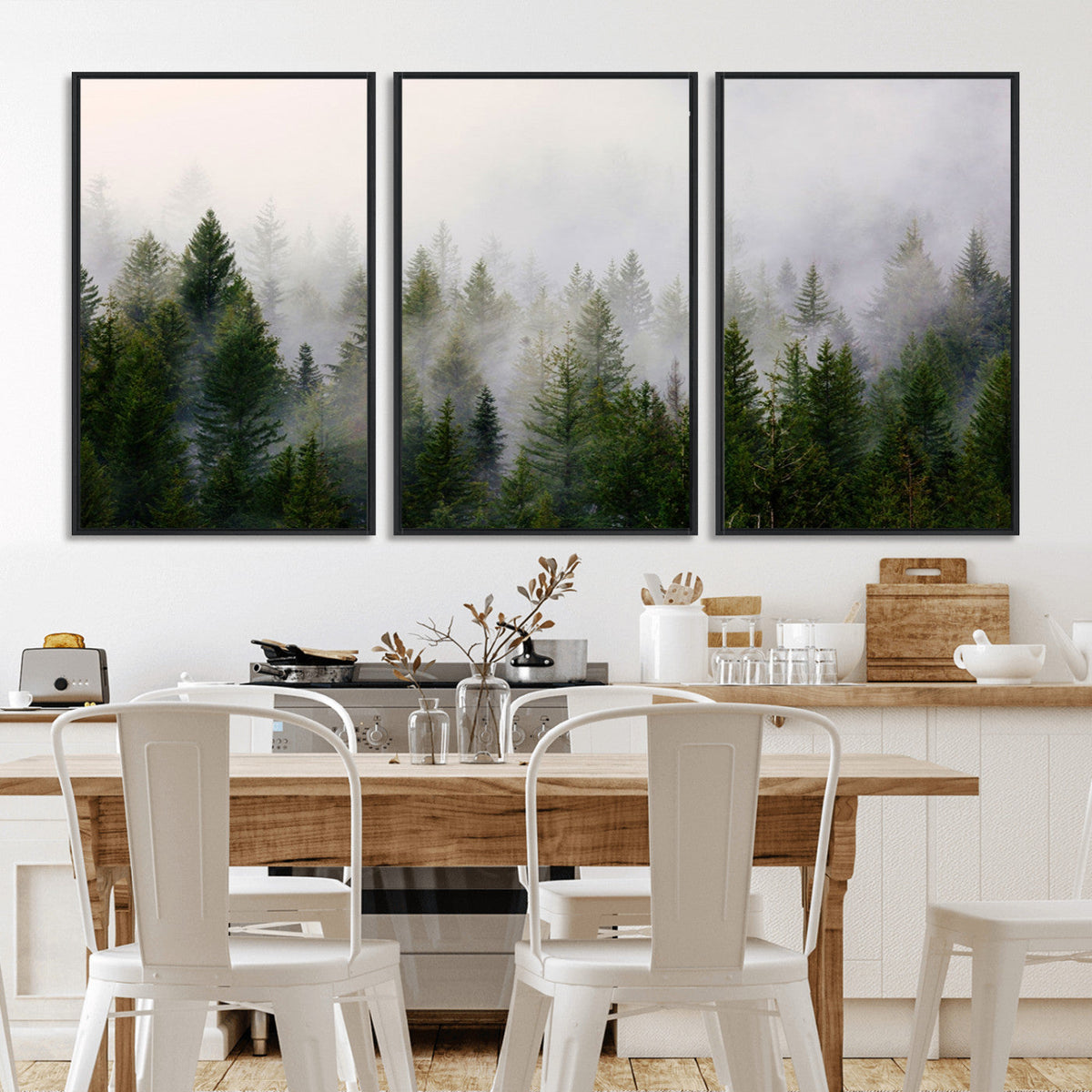 Forest Wall Art Canvas Print | Foggy Forest Wall Art | Pine Wood Forest Print