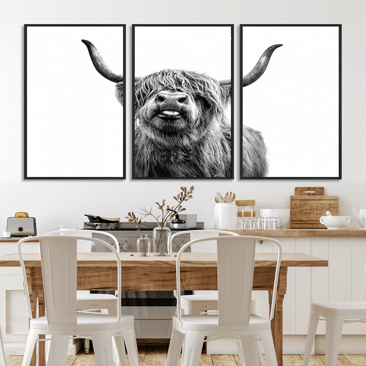 Fanny Scottish Highland Cow Cattle Art Print Farmhouse Wall Art Canvas Print