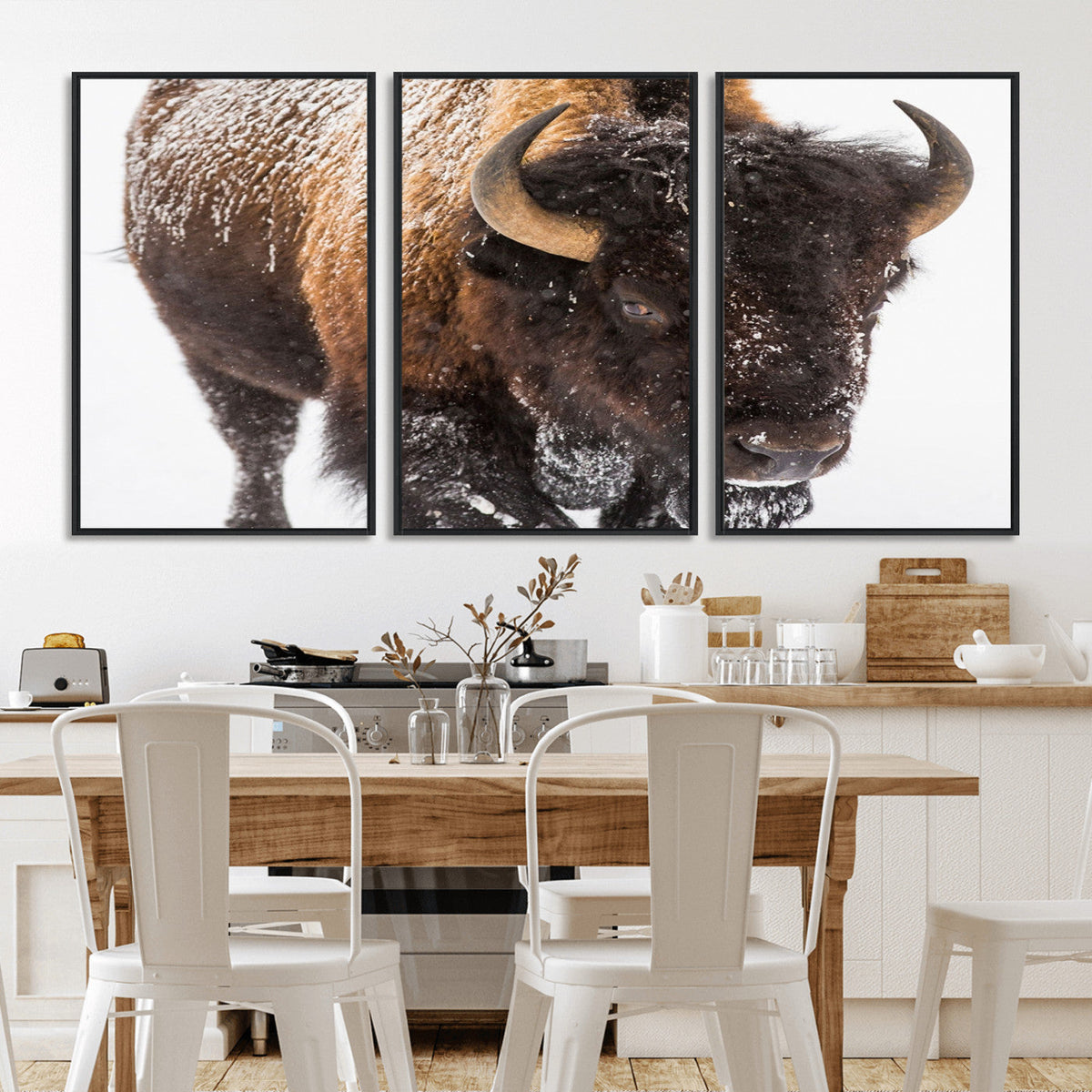 Bison Wall Art Canvas Print For Farmhouse, Wild Animal Wall Art