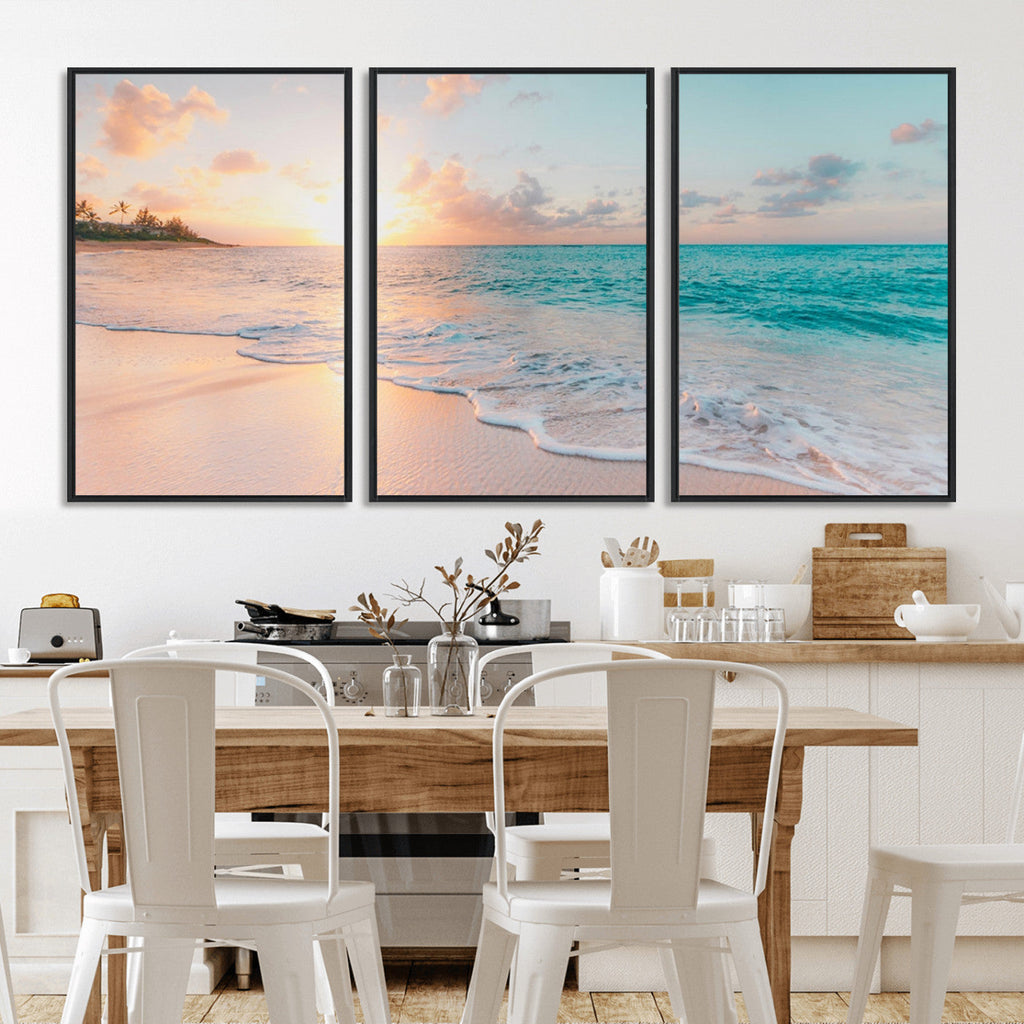 Beach Wall Art, Stunning Ocean Sunset Canvas Print with Coastal Design for Relaxing Home Decor