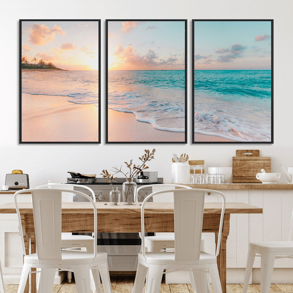 Beach Wall Art, Stunning Ocean Sunset Canvas Print with Coastal Design for Relaxing Home Decor
