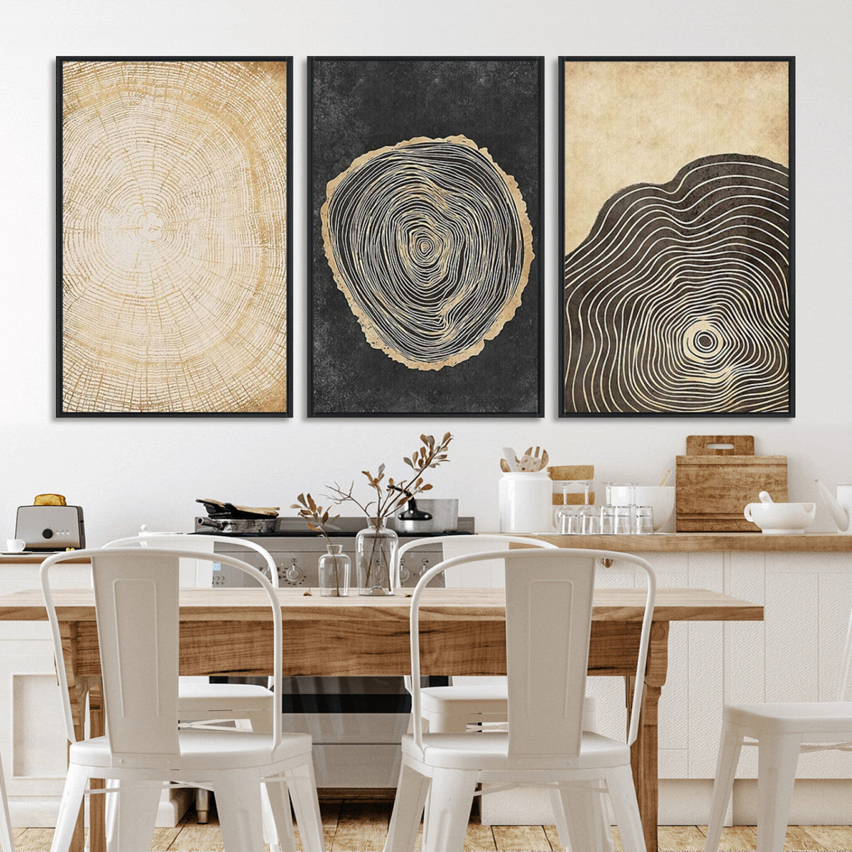 Tree Rings Canvas Wall Art Print, Minimalist Natural History in Modern Decor
