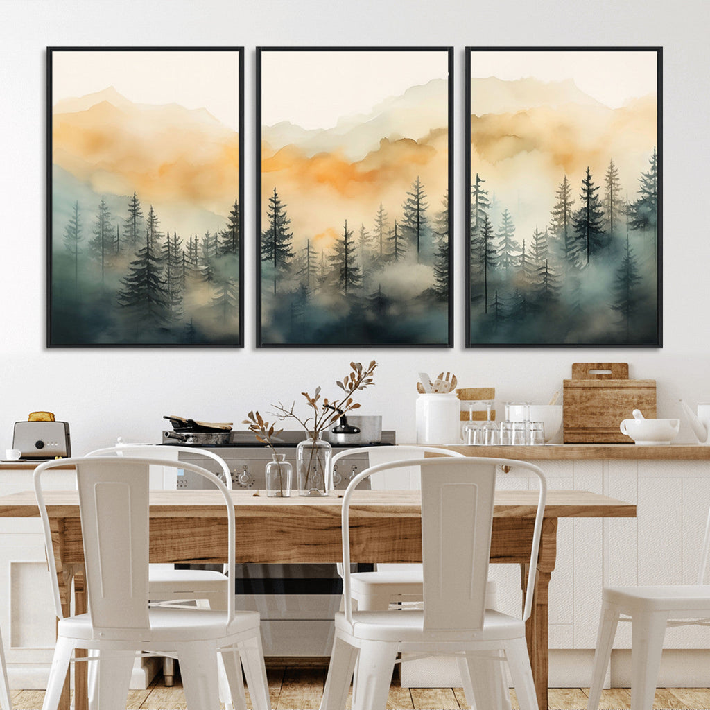 Abstract Forest Print | Mountain Wall Art | Autumn Landscape Canvas Print