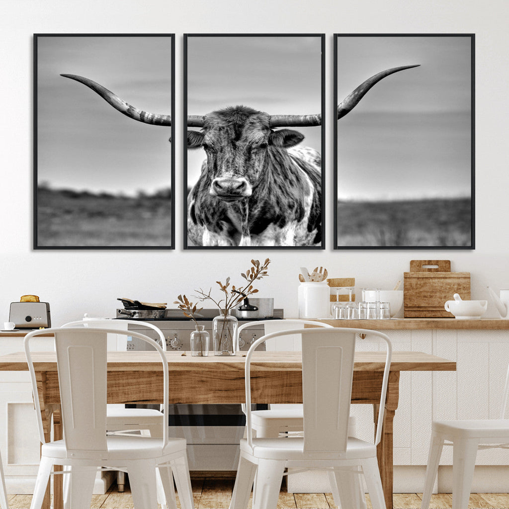 Texas Longhorn Cow Wall Art, Texas Longhorn Canvas, Cattle