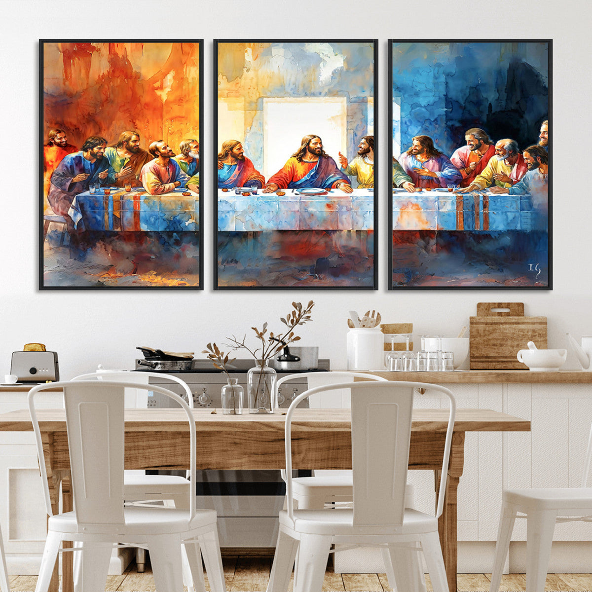 Abstract Watercolor The Last Supper Wall Art