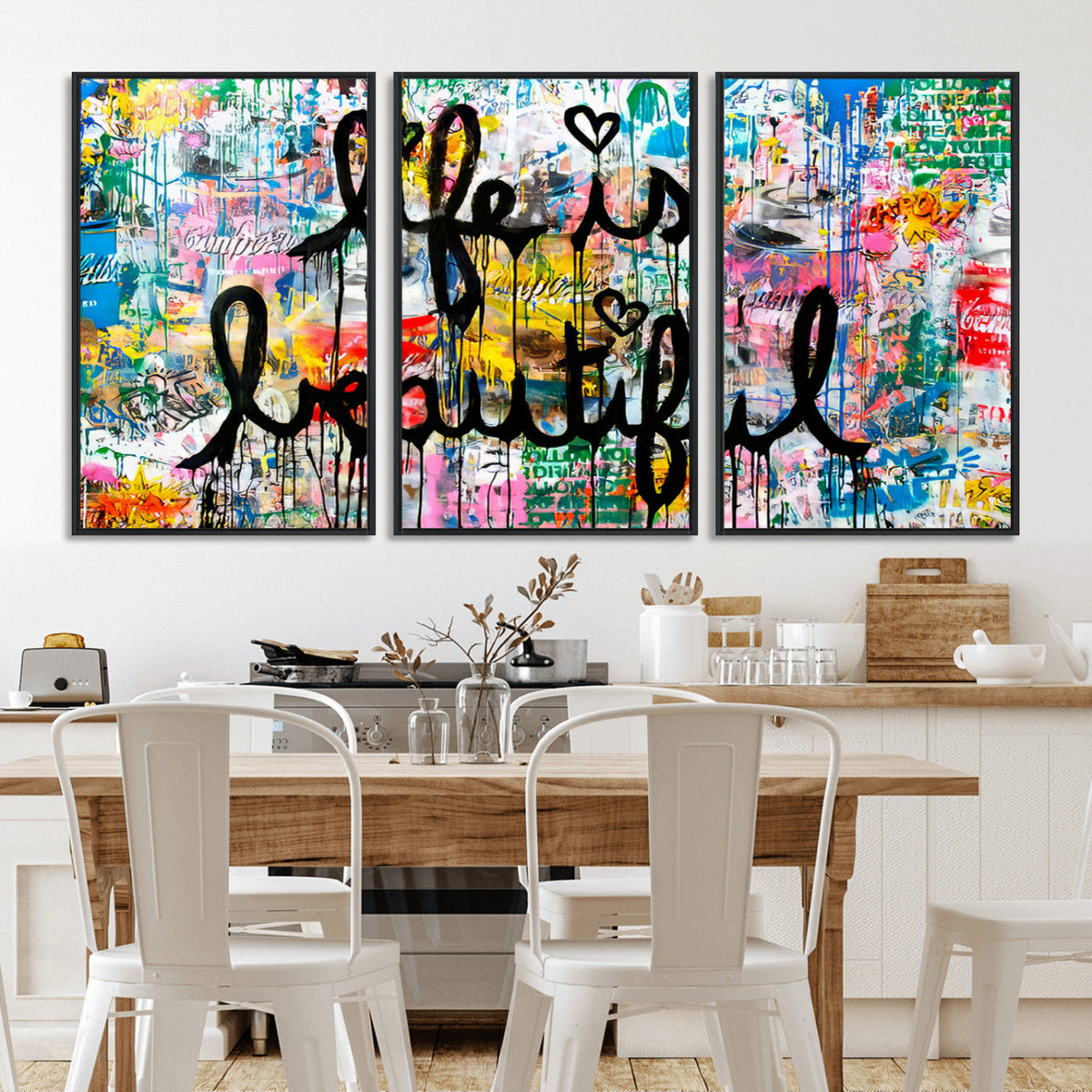 Life Beautiful Art Print | Banksy Graffiti Wall Art Canvas Print