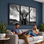 Scottish Cow Wall Art Canvas Print, Longhorn Wall Art