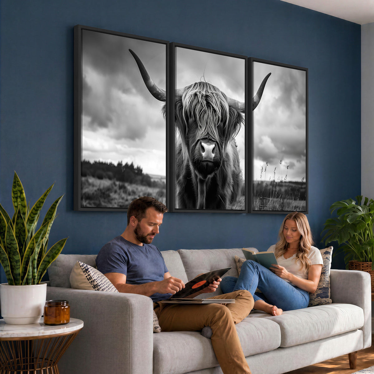 Scottish Cow Wall Art Canvas Print, Longhorn Wall Art