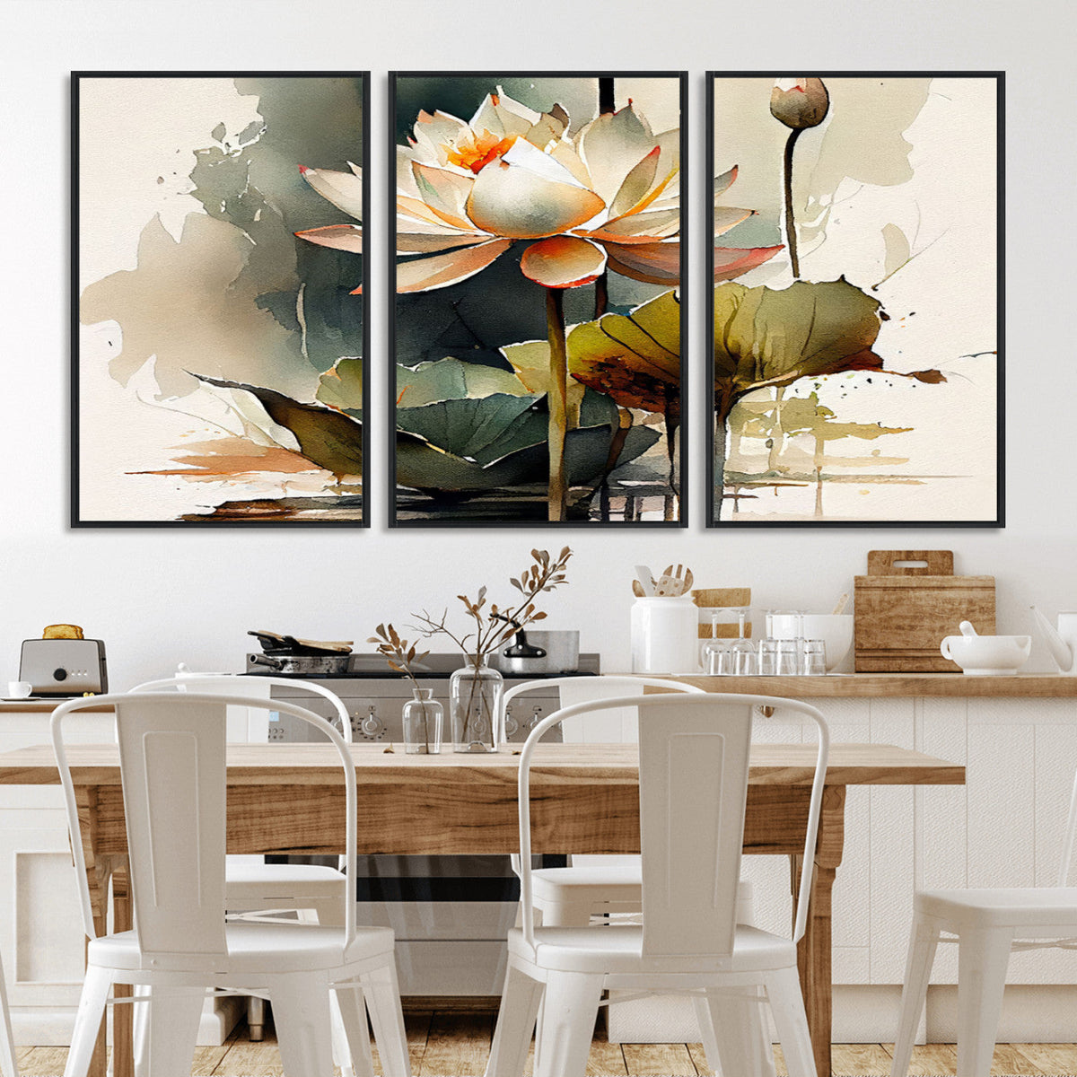 Lotus Flower Watercolor Canvas Print | A Symbol of Serenity and Growth in Soft Watercolors