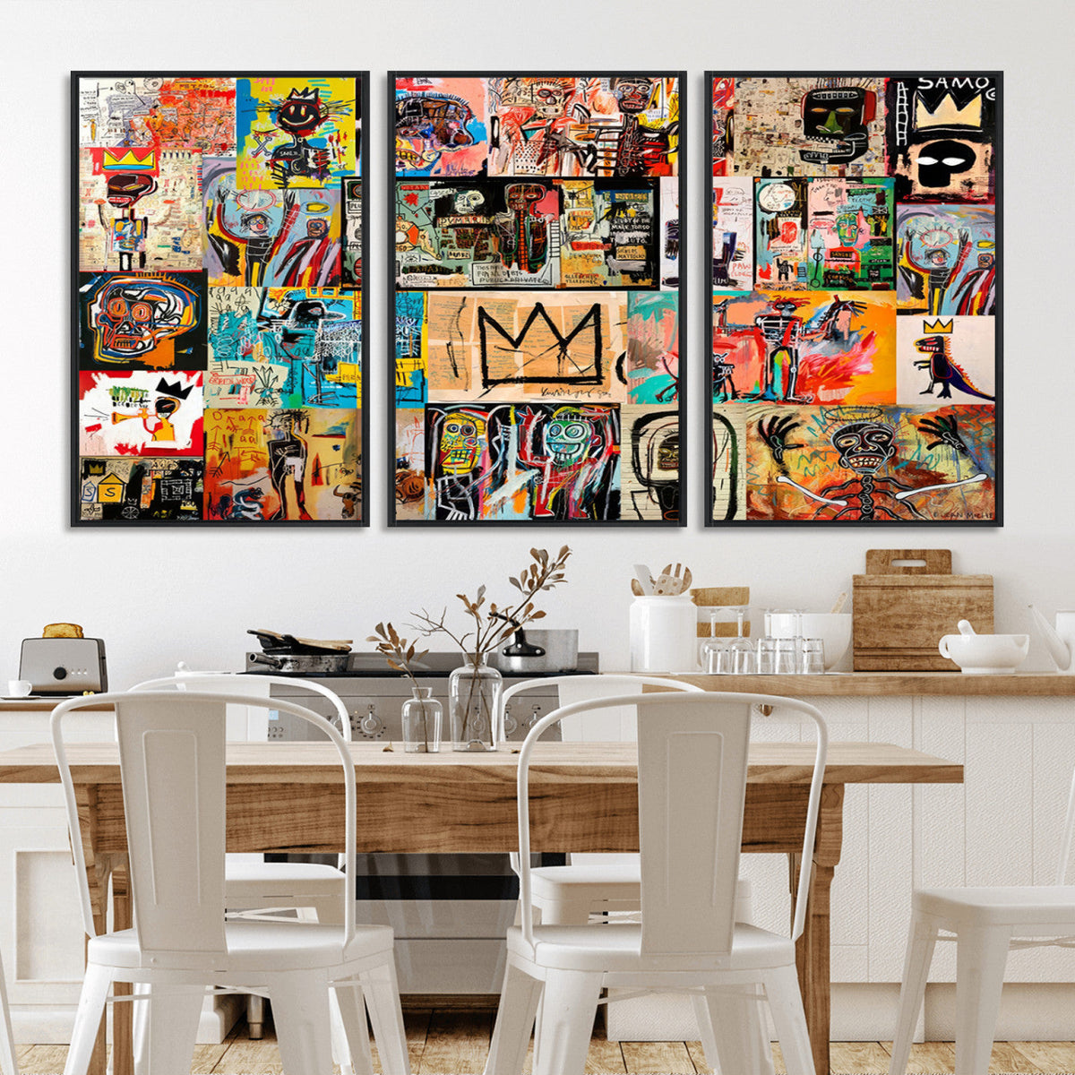 Abstract Art Collage Wall Art Canvas Print, Urban Graffiti Style