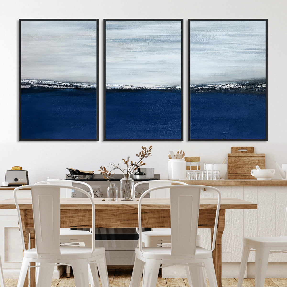 Navy Blue Abstract Wall Art Canvas Print