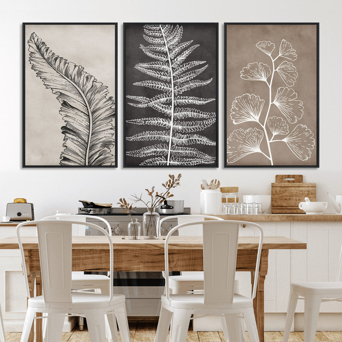Minimalist Botanical Wall Art Canvas Print, Framed and Ready to Hang