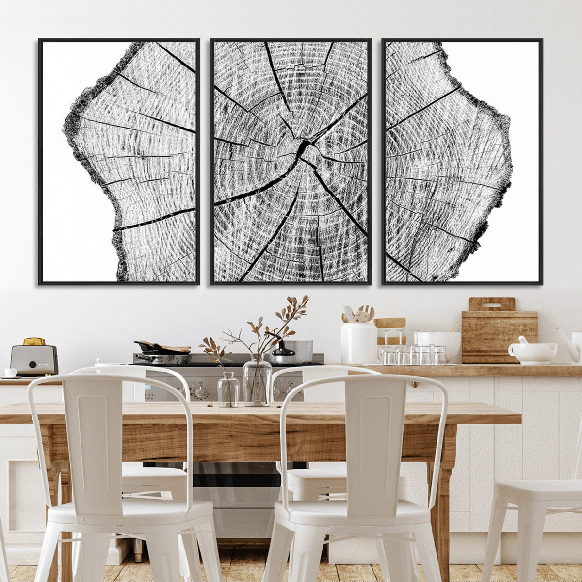 Rustic Tree Ring Wall Art Canvas Print, Framed and Ready to Hang