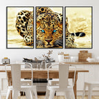 Blue-Eyed Leopard Canvas Wall Art, Framed Animal Print, Fierce and Bold Decor for Living Rooms