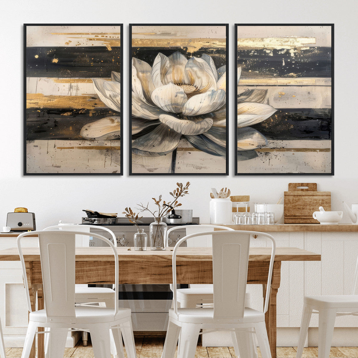 Lotus Flower Wall Art | Framed Abstract Floral Canvas