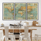 Push Pin World Map Canvas Print | Travel Tracker Wall Art for Couples