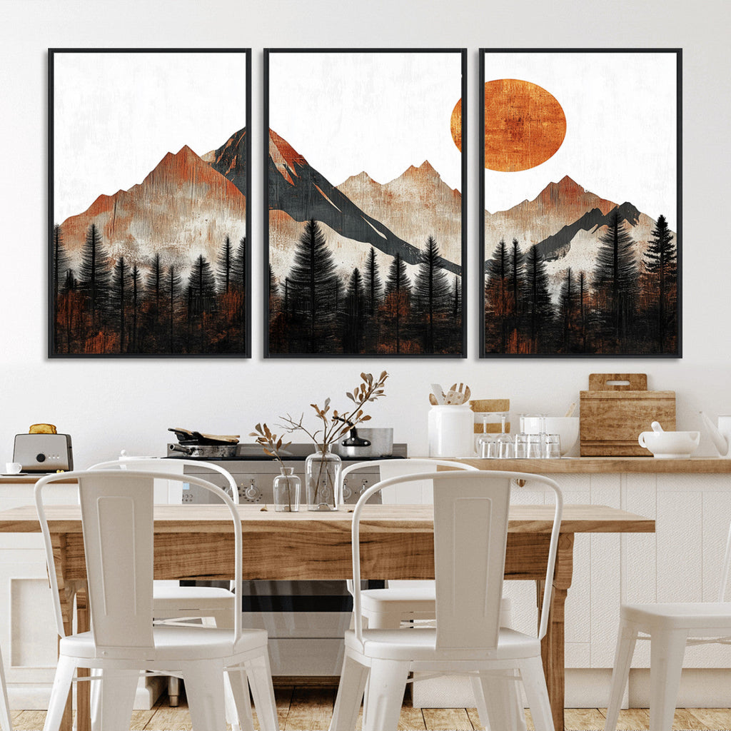 Modern Abstract Mountain Canvas Wall Art Print
