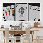 Poker Wall Art - Playing Cards Canvas Wall Art Print - Ace of Spades and Royal Flush Design