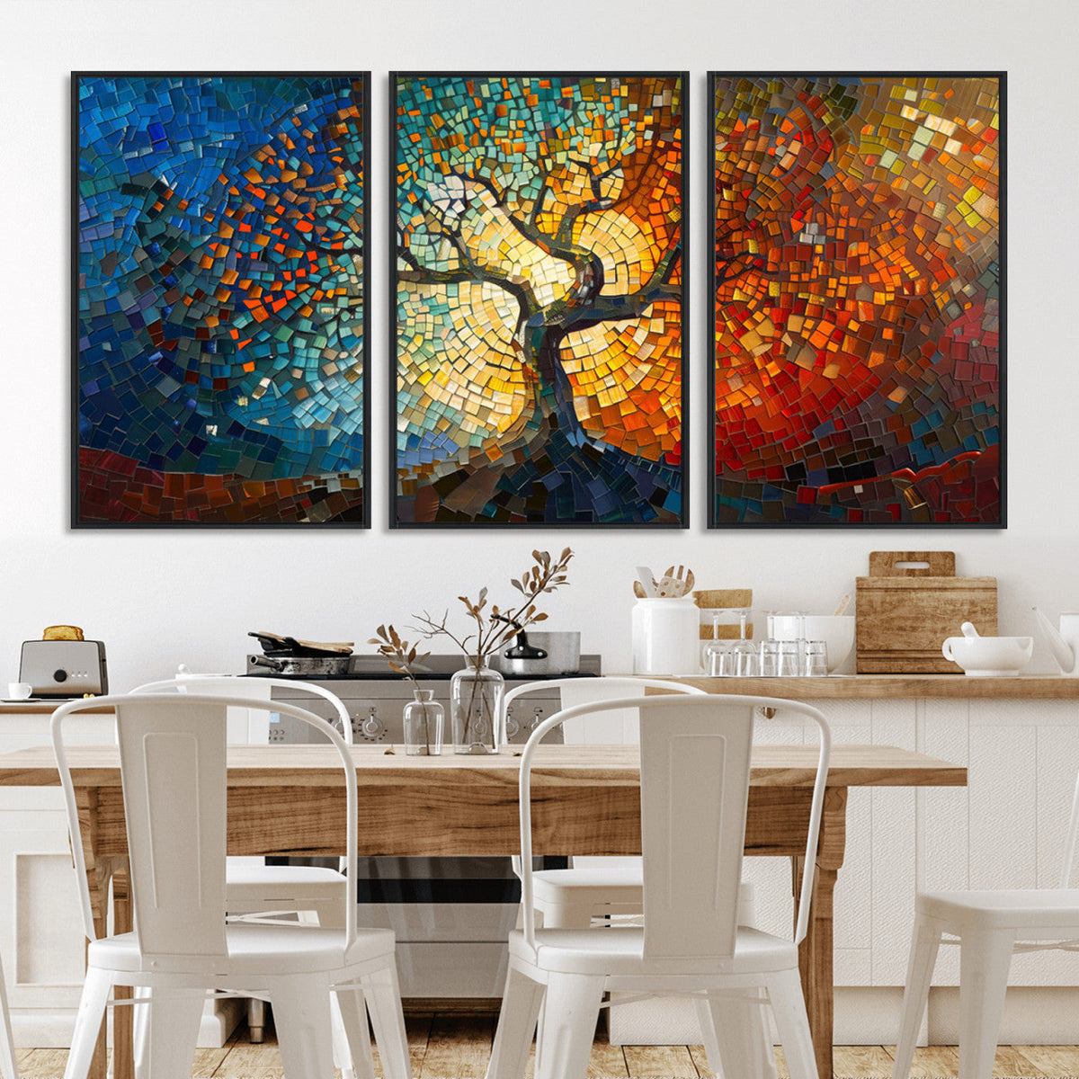 Yggdrasil Tree of Life Mosaic Stained Glass Wall Art Canvas Print