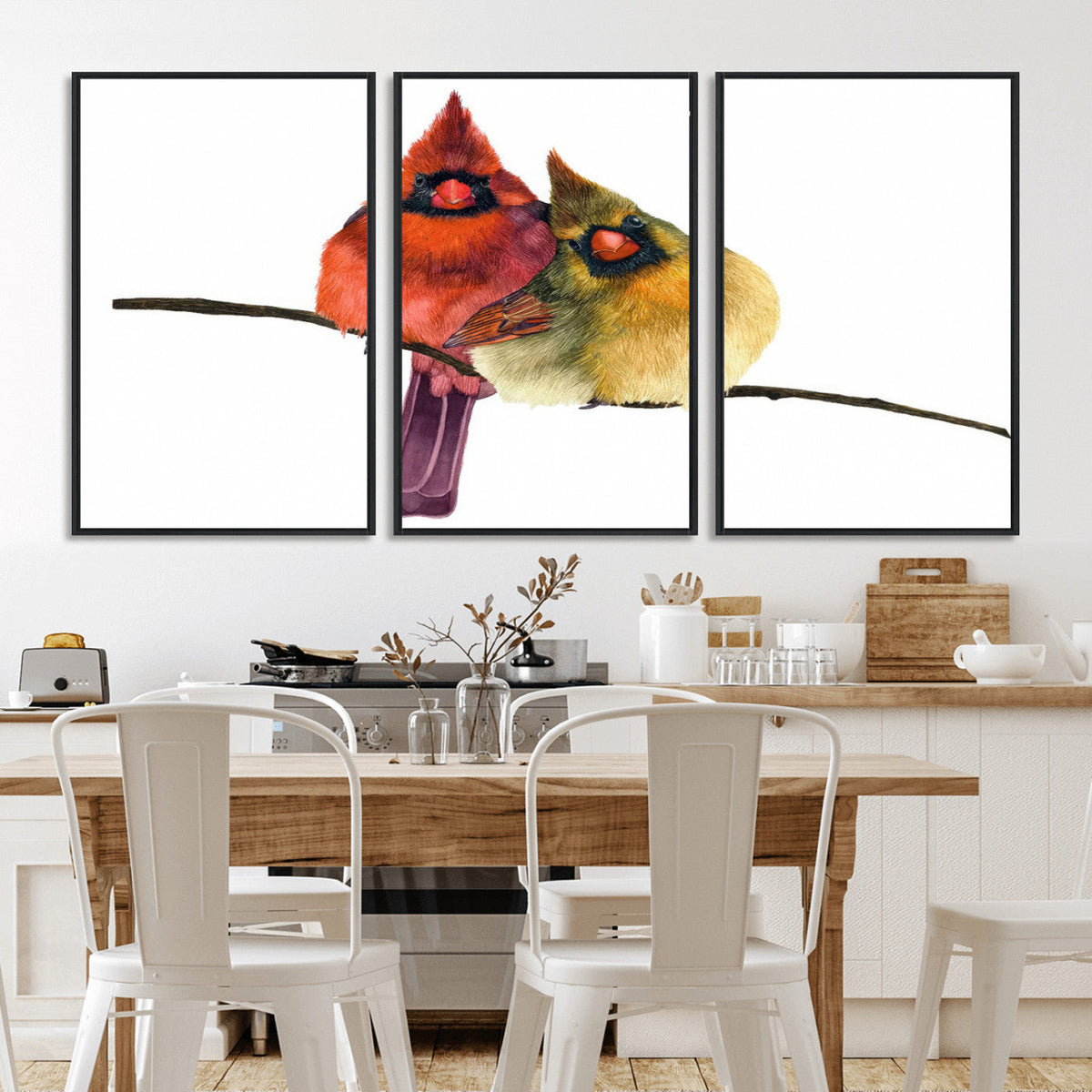 Cardinal Bird Canvas Wall Art, Male and Female Cardinal Print, Nature Inspired Bird Decor