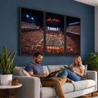 Texas Stadium Night Game Wall Art Canvas Print, Vibrant Football Fireworks Scene