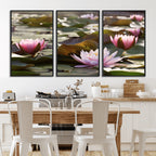 Lotus Flower Wall Art Canvas Print, Water Lily Large Wall Art for Yoga Room Decor